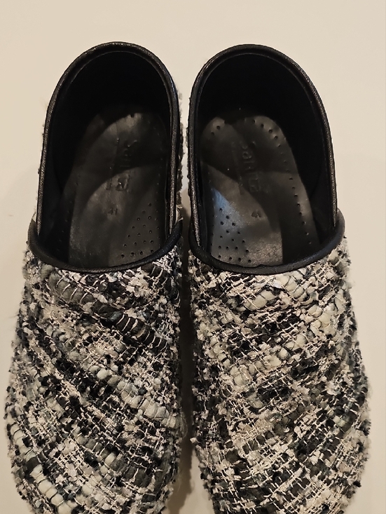 Sanita Danish Black and White Tweed Slip-On Clogs W/back Women's Size 41 - Picture 4 of 12